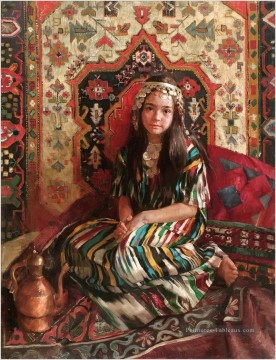 Jolie petite fille NM Tadjikistan 03 Impressionist Peinture à l'huile